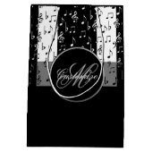 Monogram Black & White Musikstreifen Geschenktasch Mittlere Geschenktüte (Rückseite)