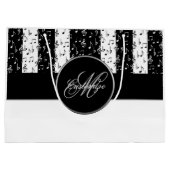 Monogram Black & White Musikstreifen Große Bag 3 Große Geschenktüte (Rückseite)