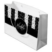 Monogram Black & White Musikstreifen Große Bag 3 Große Geschenktüte (Rückseite Schrägansicht)