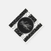 Monogram Black & White Musikstreifen Napkins Serviette (Ecke)