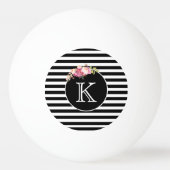 Monogram Black & White Stripes Tischtennisball (Vorderseite)