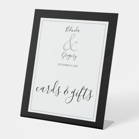 Monogram Black & White Wedding Cards & Gifts Sockelschild (Vorderseite)