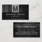 Monogram Black Wood Look Visitenkarte (Vorne/Hinten)
