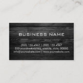Monogram Black Wood Look Visitenkarte (Rückseite)