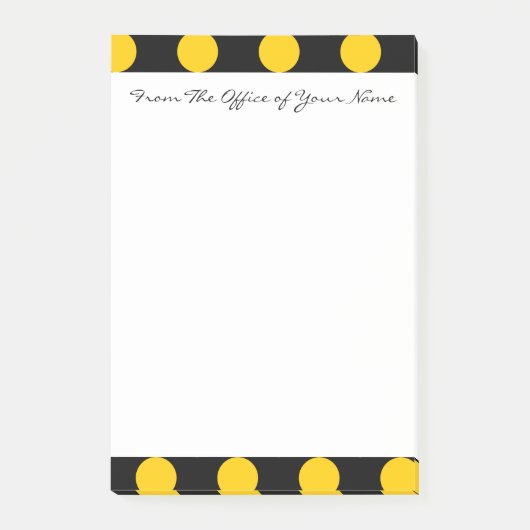 Monogram Black Yellow Chic Polka Dot Pattern Post-it Klebezettel (Vorderseite)