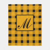 Monogram Black Yellow Gingham Pattern Fleecedecke (Vorderseite)