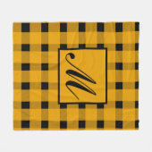 Monogram Black Yellow Gingham Pattern Fleecedecke (Vorderseite (Horizontal))