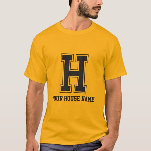 Monogram Black Yellow Uni House Initial H T-Shirt (Vorderseite)