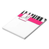 Monogram Black Zebra Stripes Hot Pink Notepad Notizblock (Rotiert)