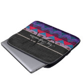 Monogram Black Zickzack Zigzag Burlap Jute Laptopschutzhülle (Vorne Knopf)
