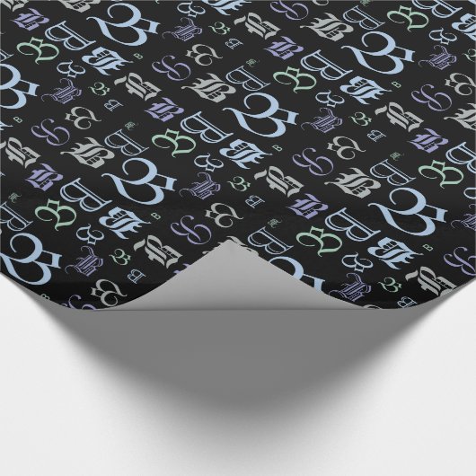 MONOGRAM BlackLetter-Jeder Anlass ändern Geschenkpapier (Ecke)