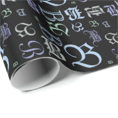 MONOGRAM BlackLetter-Jeder Anlass ändern Geschenkpapier (Rolleneckpunkt)