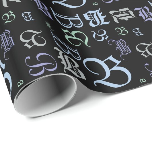 MONOGRAM BlackLetter-Jeder Anlass ändern Geschenkpapier (Rolleneckpunkt)