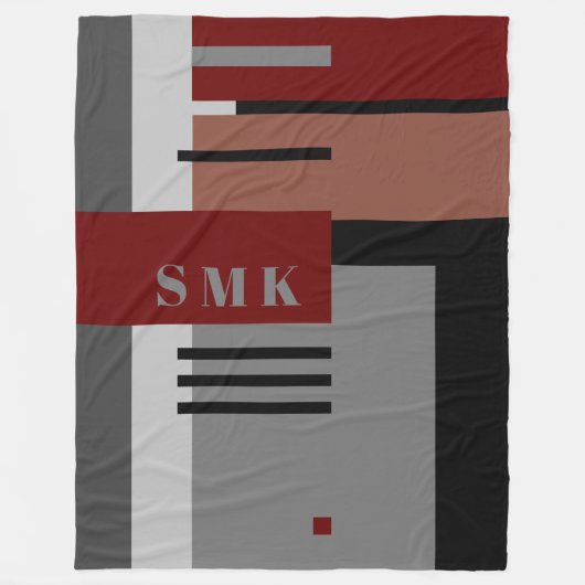 Monogram-Blanket - Erdtöne - Geometrisches Muster Fleecedecke (Vorderseite)