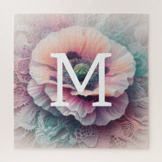 Monogram, bläserne pinkfarbene pastellfarbene Blum Puzzle