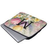 Monogram, bläserpastellfarbene Pink-Tulips Laptopschutzhülle (Vorne Knopf)