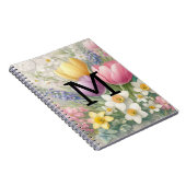 Monogram, bläserpastellfarbene Pink-Tulips Notizblock (Rechte Seite)