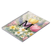 Monogram, bläserpastellfarbene Pink-Tulips Notizblock (Linke Seite)