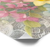 Monogram, bläserpastellfarbene Pink-Tulips Poster (Ecke)