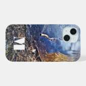 Monogram Blau Seeblick iPhone 15 Hülle (Rückseite (Horizontal))