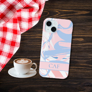 Monogram Blau Weiß Rosa Marmor Wirbel Case-Mate iPhone Hülle