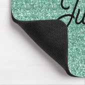 Monogram-blaues Glitzer-Funkeln Mousepad (Ecke)