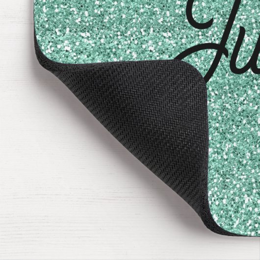 Monogram-blaues Glitzer-Funkeln Mousepad (Ecke)