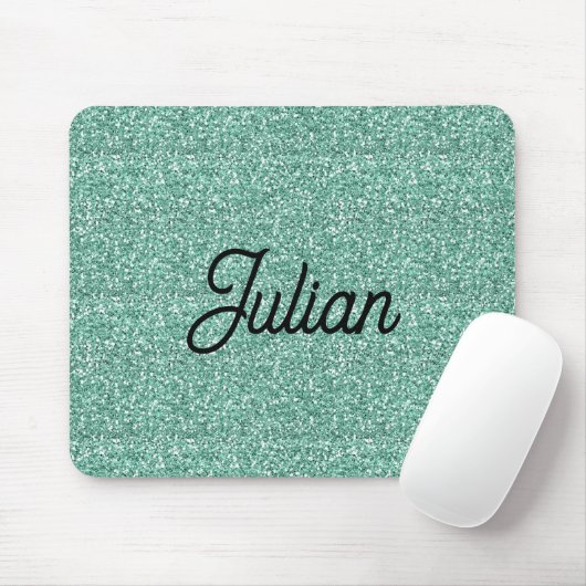 Monogram-blaues Glitzer-Funkeln Mousepad (Mit Mouse)