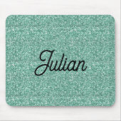 Monogram-blaues Glitzer-Funkeln Mousepad (Vorne)