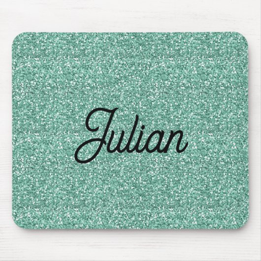 Monogram-blaues Glitzer-Funkeln Mousepad (Vorne)