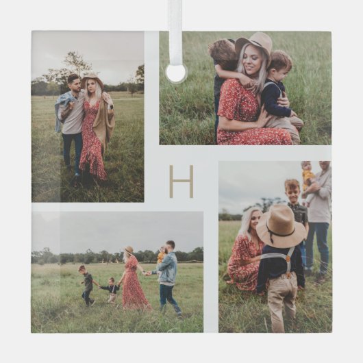 Monogram Blocks Editable Color Foto Ornament Aus Glas (Vorderseite)