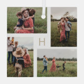 Monogram Blocks Editable Color Foto Ornament Aus Glas (Rückseite)