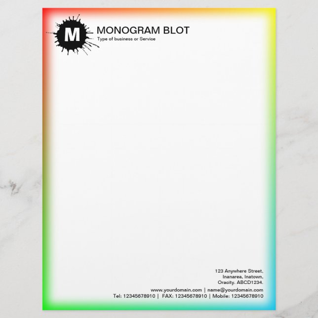 Monogram Blot - Schwarz - Color Edge Briefbogen (Vorderseite)