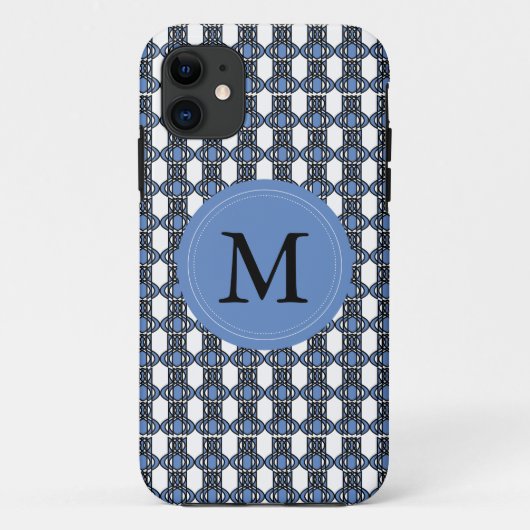 Monogram Blue Abstrakt Scarab Muster Case-Mate iPhone Hülle (Rückseite)