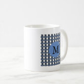 Monogram Blue Abstrakt Scarab Muster Kaffeetasse (VorderseiteRechts)