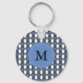 Monogram Blue Abstrakt Scarab Muster Schlüsselanhänger (Vorderseite)
