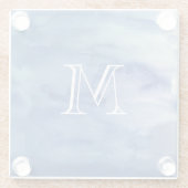 Monogram Blue Abstrakt Water Art Glasuntersetzer (Rückseite)