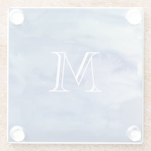 Monogram Blue Abstrakt Water Art Glasuntersetzer (Rückseite)