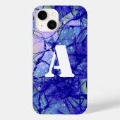 Monogram Blue Abstrakte Art Cool Case-Mate iPhone Hülle (Rückseite)