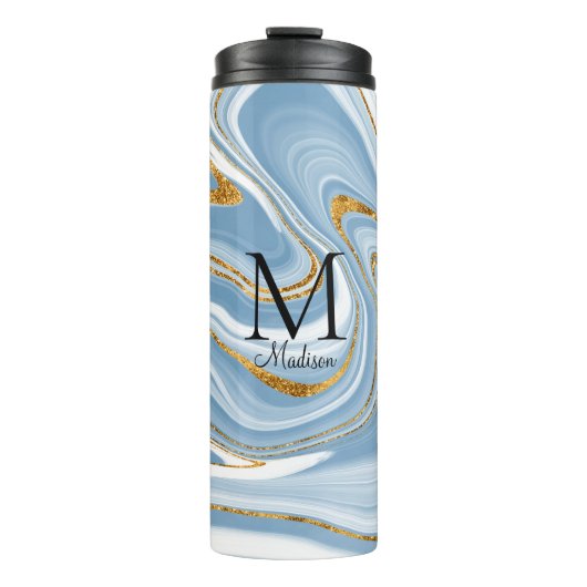 Monogram Blue Agate Thermosbecher (Vorderseite)