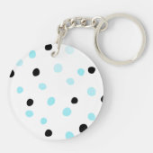 Monogram Blue and Black Dots Schlüsselanhänger (Rückseite)