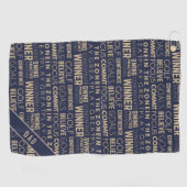 Monogram Blue and Gold Golfer Sieger Golf Towel Golfhandtuch (Horizontal)