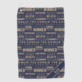 Monogram Blue and Gold Golfer Sieger Golf Towel Golfhandtuch (Vorderseite)