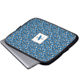 Monogram Blue Animal Leopard Print Personalisiert Laptopschutzhülle (Vorne Knopf)