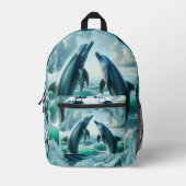 Monogram Blue Aquamarin Delphine Ocean | Bedruckter Rucksack (Vorderseite)