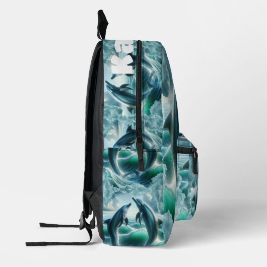 Monogram Blue Aquamarin Delphine Ocean | Bedruckter Rucksack (Links)