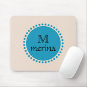 Monogram Blue Aquamarin Gold Circle Mousepad (Mit Mouse)