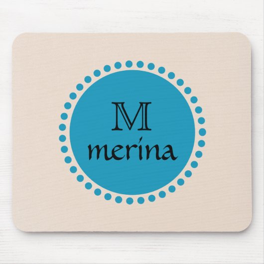 Monogram Blue Aquamarin Gold Circle Mousepad (Vorne)