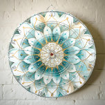 Monogram Blue Aquamarin Gold Floral Mandala Dartscheibe<br><div class="desc">Mit diesem atemberaubenden, mit Monogramm Dartboard mit einem aquamarinen und goldenen Blumenmuster im Mandala-Design entspannen Sie in Ihrem Spielzimmer oder beim Geschenk. Das aufwändige Mandala-Muster in lebendigem aquamarin und goldfarbenem Material verleiht ihm eine elegante Touch, während das individuell anpassbare Monogramm-Initial in der Mitte es einzigartig macht. Dieses Dartboard eignet sich...</div>