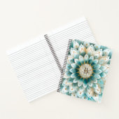 Monogram Blue Aquamarin Gold Floral Mandala Notizblock (Innenseite)